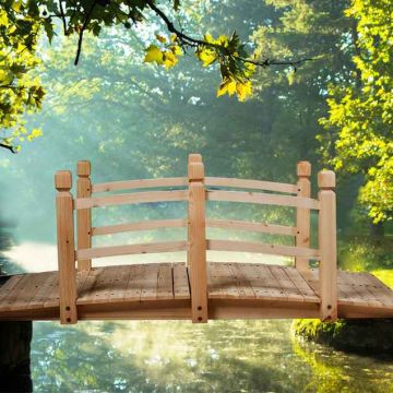 Wooden garden bridge, with railings, 150 × 67 × 55 cm