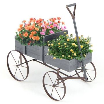 Wooden planter-trolley, 2 planting zones, 62 × 34 × 60 cm
