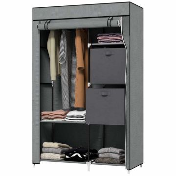 Текстильный шкаф Homcom 102x42,5x162,5см, серо-черного цвета