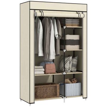 Тканевый шкаф Homcom 103x43x162,5см, песочно/черный цвет