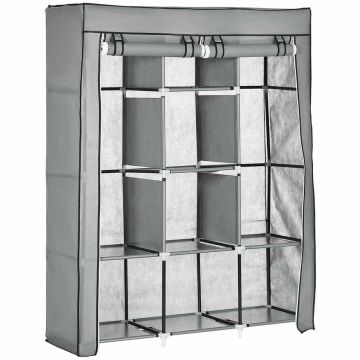 Тканевый шкаф Homcom 125x43x162,5см, серо-чёрный