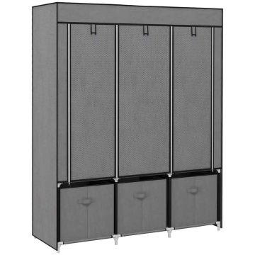 Тканевый шкаф Homcom 125x43x162,5см, тёмно-серый/чёрный