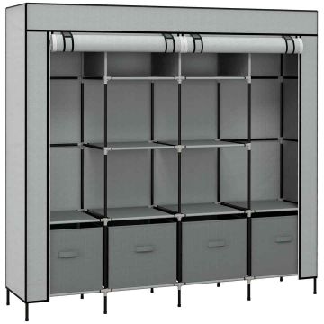 Тканевый шкаф Homcom 166x42,5x169,5 см, серо-черный
