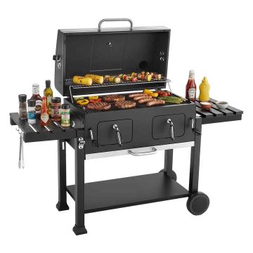 Hiiligrilli VEVOR VA-C500, 2 nostettavaa hiilitasoa, 1600 × 650 × 1220 mm