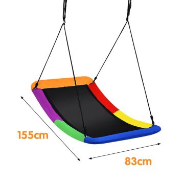 Wooden swing, Adjustable ropes, Multicolored, 83 × 155 cm