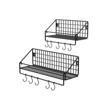 Seinään kiinnitettävä ulkovaatteiden henkarisetti LFS02BK, 2 osaa, musta