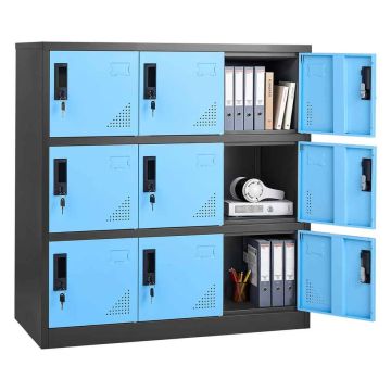 Metallikaappi VEVOR W124P2507012, 9 ovea, Musta, 90 × 94 × 45 cm