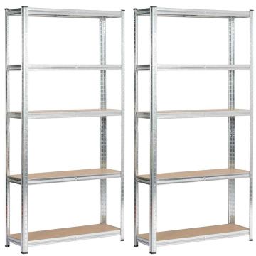Metalliset säilytyshyllyt AkordV2, 2 kpl, hopeanväriset, 90 × 180 × 30 cm