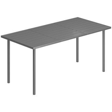 Metallinen puutarhapöytä, kuudelle henkilölle, Harmaa, 165 × 74 × 80 cm