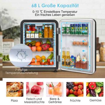 Mini fridge, left or right, 68 l, Black, 49.5 × 67 × 47 cm