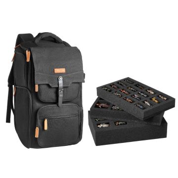 Сумка для миниатюр VEVOR ZL-SND-0666, 3 слоя, 58 фигурок, Чёрный, 29 × 25 × 55 см