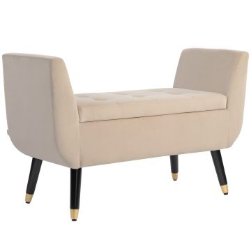 Pehmeä penkki säilytyslaatikolla Homcom 107x42x65cm, hiekka/musta väri