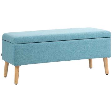 Pehmeä penkki säilytyslaatikolla Homcom 110x39x45cm, vaaleansininen/vaaleanruskea