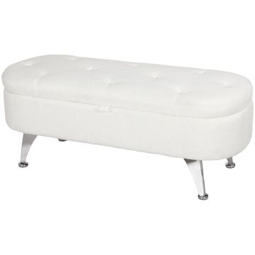Pehmeä säilytysrahe Homcom 114x47x46,5cm, valkoinen/hopea