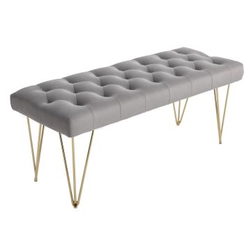 Pehmeä penkki säilytystilalla Homcom 116x44,5x49cm, harmaa/kultainen