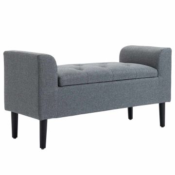 Pehmeä penkki säilytyslaatikolla Homcom 116x44x58cm, harmaa/musta väri