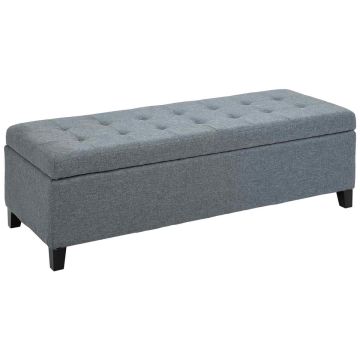 Pehmeä penkki säilytystilalla Homcom 125x49x41,5cm, harmaa/musta