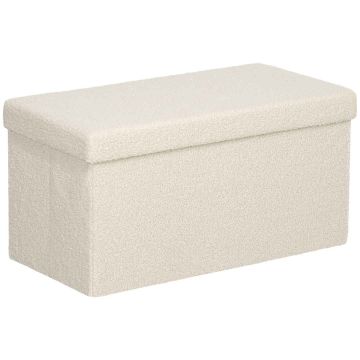 Pehmeä säilytyslaatikolla varustettu penkki Homcom 76x38x38cm, kermanvärinen