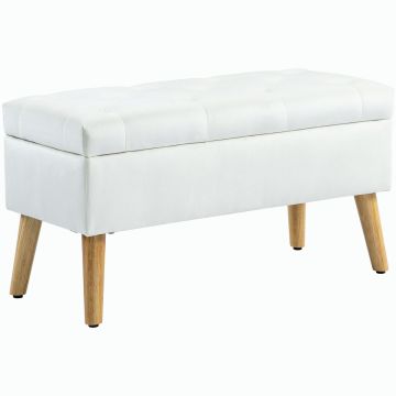Pehmeä penkki säilytystilalla Homcom 80x35x40cm, valkoinen/vaaleanruskea