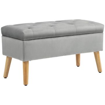 Pehmeä säilytyslaatikollinen penkki Homcom 80x35x40cm, harmaa/vaaleanruskea väri