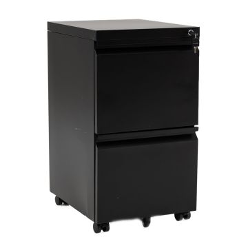 Mobile office stand, 2 drawers, Black, 44 × 67 × 37 cm