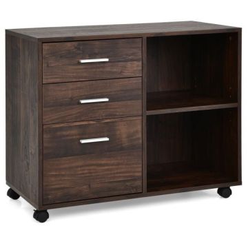 Mobile filing cabinet with 3 drawers and adjustable shelf, rustic brown, 80x40x66 cm, 25 kg