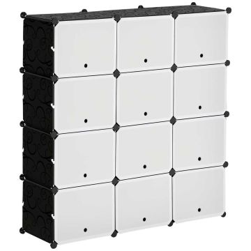 Модульный шкаф для обуви Homcom 125x32x125см, черно-белый