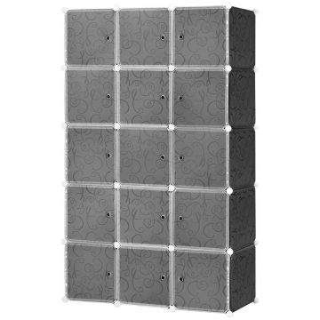 Modulaarinen kaappi Homcom 111x47x183cm, musta/valkoinen