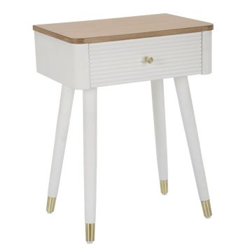 Bedside cabinet Matera, 1 drawer, white/brown, 45 × 62 × 32 cm