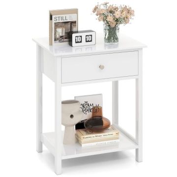 Bedside table, 1 drawer and open shelf, 48 × 58 × 40 cm