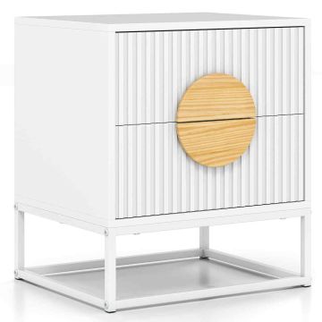Bedside table, 2 drawers, White, 48 × 40 × 55 cm