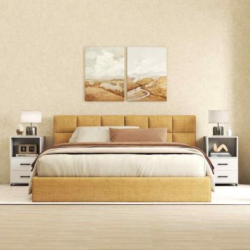 Bedside table, 2 drawers, White, 60 × 65.5 × 40 cm