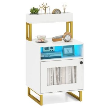 Bedside table, 4-tier, White, 45 × 80 × 40 cm