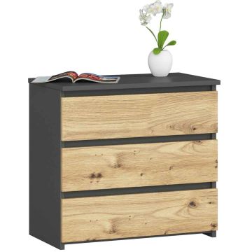 Yöpöytä AKORD CL3, 3 laatikkoa, harmaa/ruskea, 60 × 57 × 35 cm