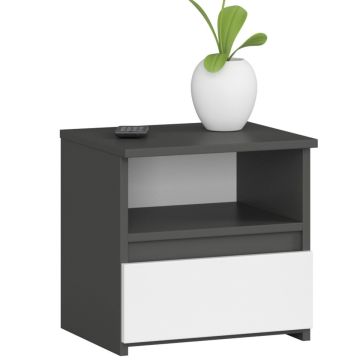Yöpöytä AKORD Furniture Factory CL1, 1 laatikko, Harmaa/valkoinen, 40 × 40 × 35 cm