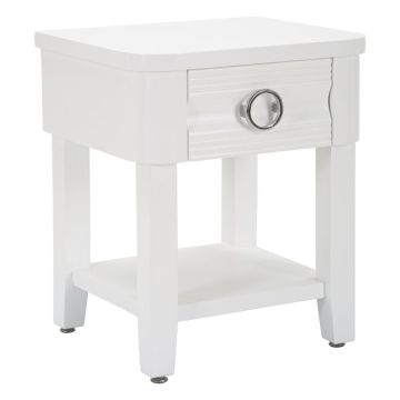 Shine bedside table, drawer and shelf, White, 45 × 54 × 40 cm