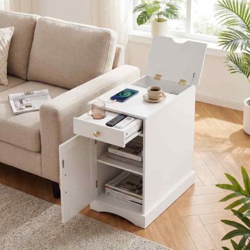 Set of 2 bedside tables, White, 60 × 62 × 35 cm