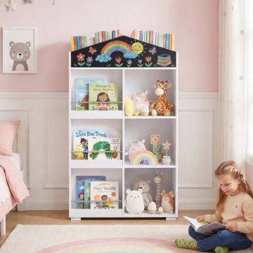 House-shaped children's bookshelf, 10 compartments, 64 × 30 × 116.5 cm