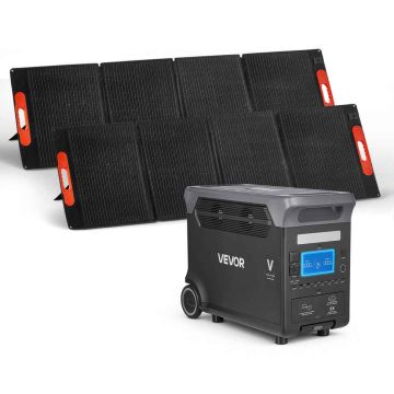 Kannettava voimala VEVOR LW3000, 2 × 200 W:n aurinkopaneelit, 60,9 × 45,7 × 29,4 cm
