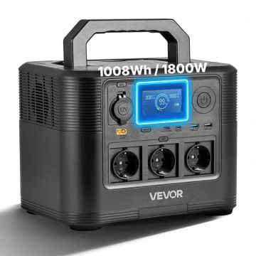 Kannettava virtalähde VEVOR M9, 1800 W, 1008 Wh, 8 porttia, 290 × 220 × 230 mm
