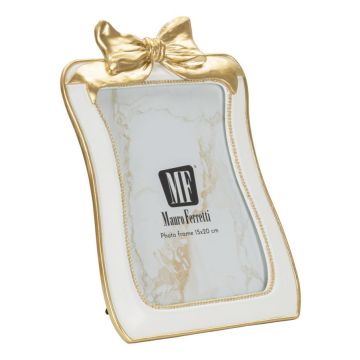 Photo frame, White and gold, 20.5 × 28.6 × 2 cm
