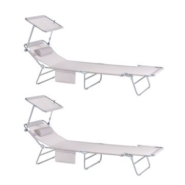 2 aurinkotuolin sarja 215x63x90cm., valkoinen/hopea