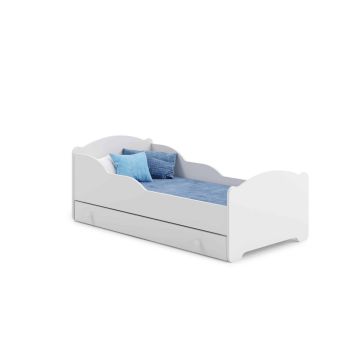 Детская кровать Michas с выдвижным ящиком и матрасом, 144 см x 75 см x 63 см.