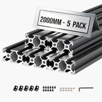 Alumiininen suulakepuristusprofiili VEVOR 2040, 5 kpl, Musta, 20 × 40 × 200 cm