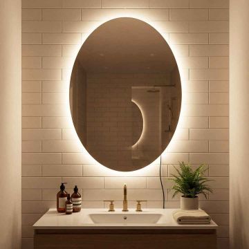 Овальное LED-зеркало для ванной комнаты, 3 режима освещения, серебристое, 70 × 50 × 3 см