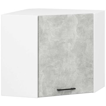 Ripustettava kulmakeittiökaappi OLIWIA W60/60N H580, valkoinen/harmaa, 60 × 58 × 30 cm