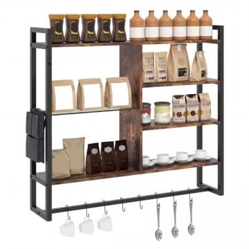 Hanging shelf, 6 shelves, 8 hooks, 107 × 96 × 24 cm