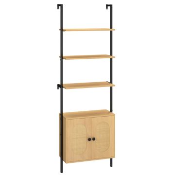 Seinään kiinnitettävä hyllykaappi, 3 avointa hyllyä + 1 säädettävä hylly, 59,7 × 30,5 × 180,3 cm
