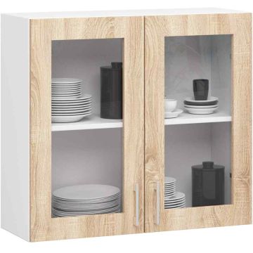 Seinäkaappi AKORD LIMA W80, valkoinen ja tammenvärinen, 80 × 72 × 30,5 cm