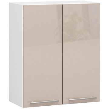 Keittiön seinäkaappi OLIWIA, 2 ovea, Valkoinen ja beige, 60 × 72 × 30 cm